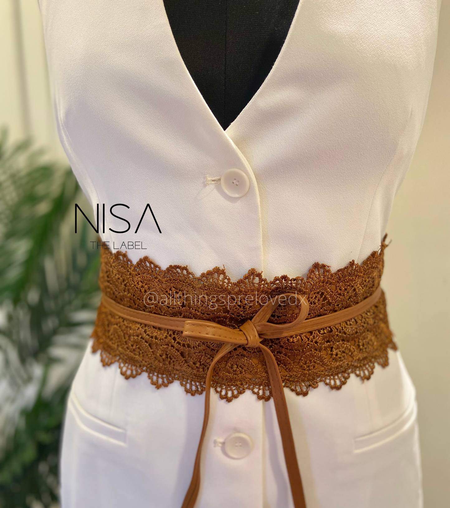 Lace tie knot waist cincher belt