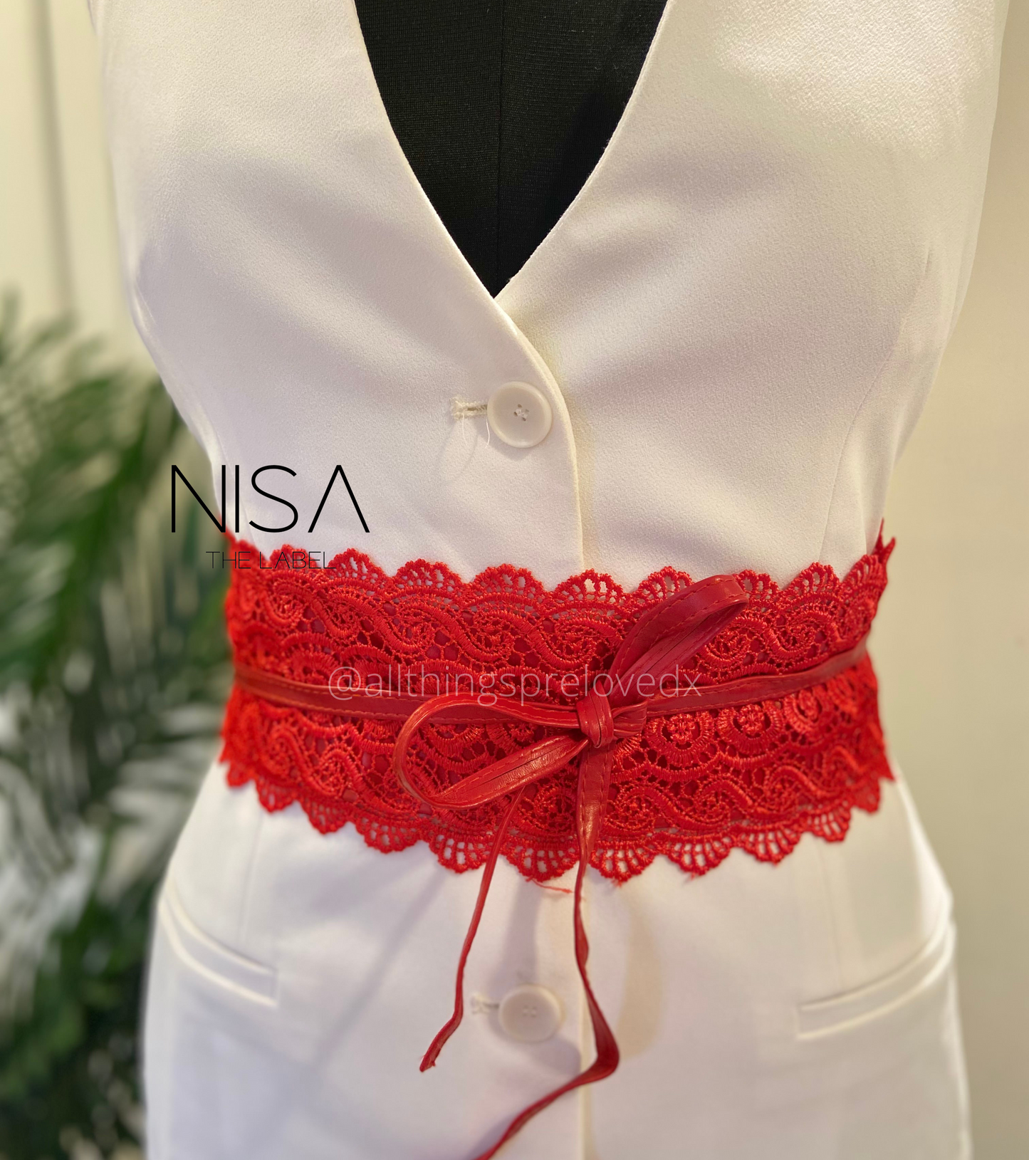 Lace tie knot waist cincher belt