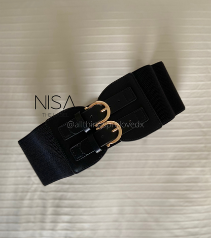 Double buckle hourglass style waist cincher belt