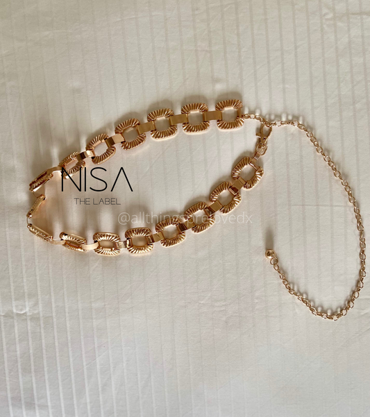 Square chunky metal chain waist belt