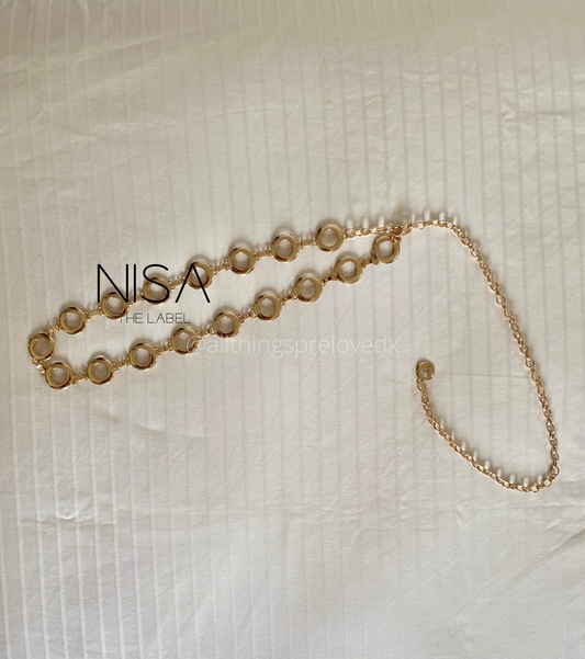 Hollow disc metal chain waist belt