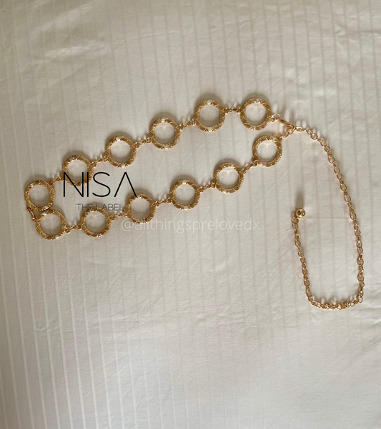 Ring detailed metal chain belt