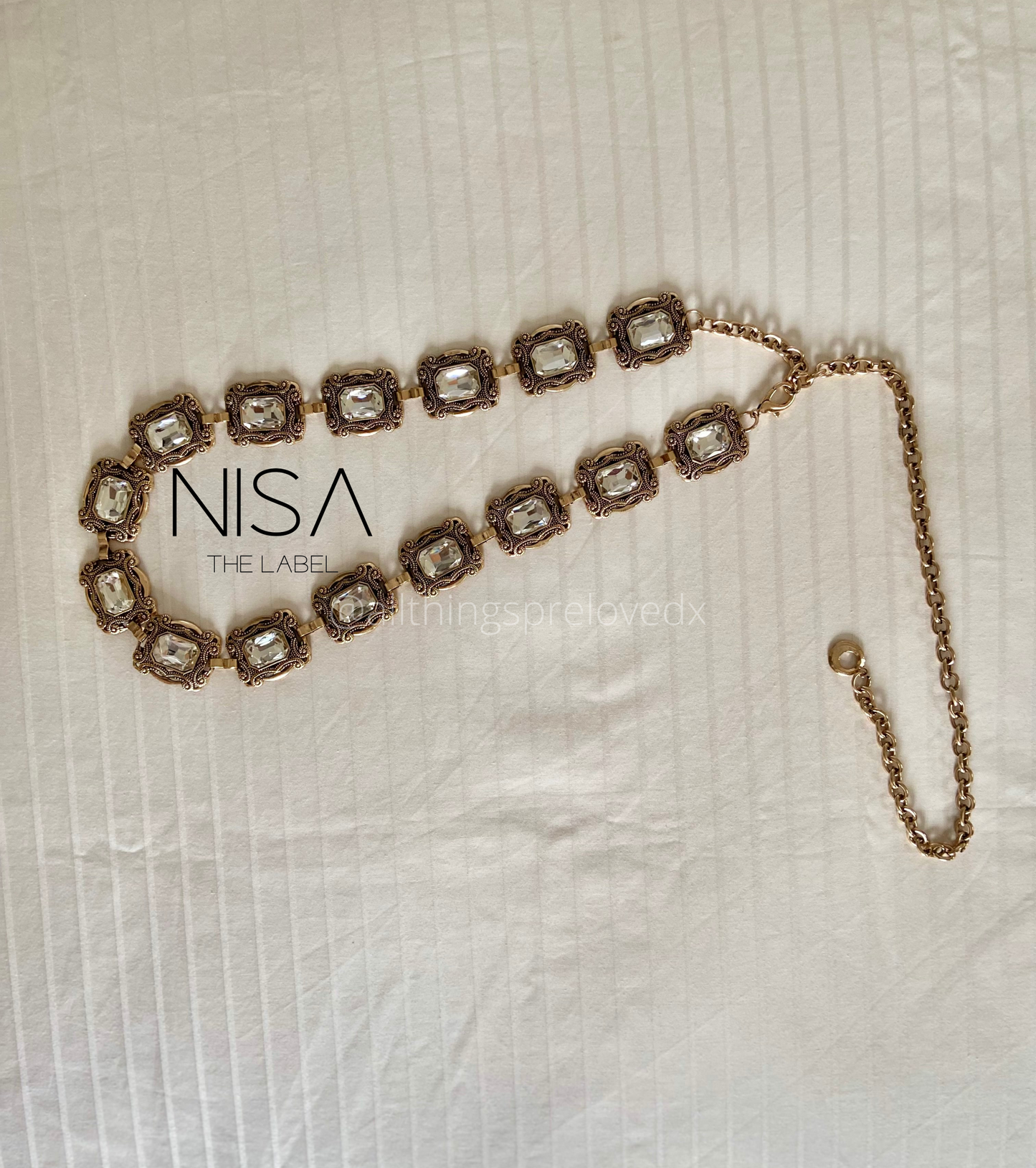 Gem detailed metal waist chain