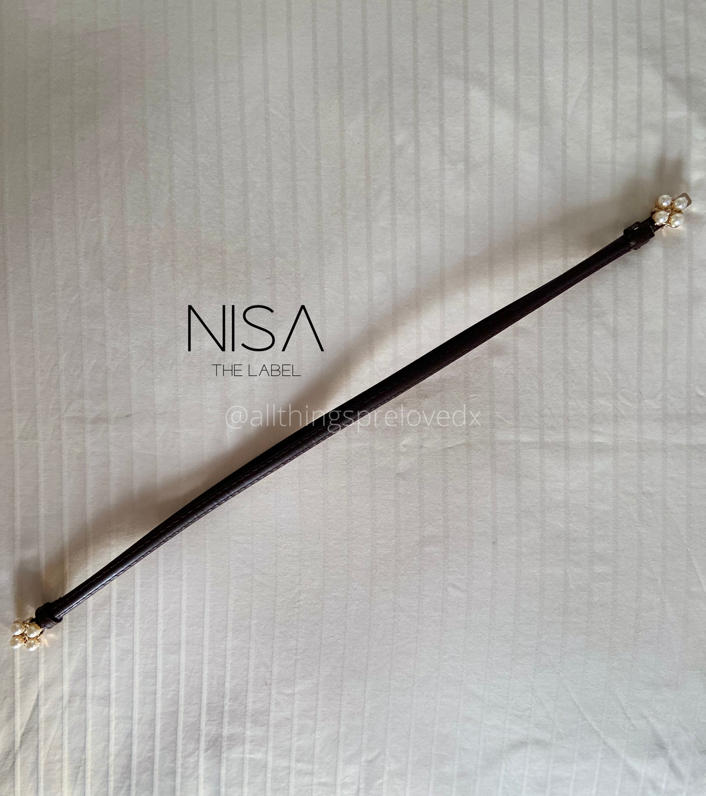 Dainty pearl buckle adjustable thin waist belt