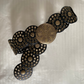 Vintage round bronze buckle shield disc dual open work waist belt