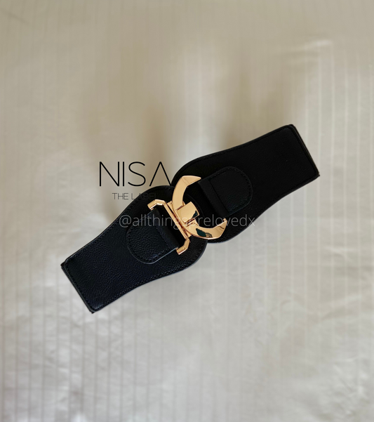 C metal lock buckle waist cincher belt
