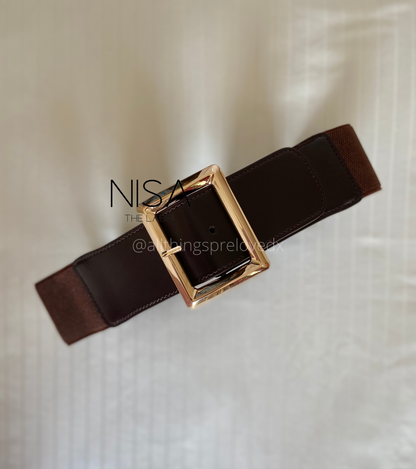 Metal rectangle buckle waist cincher belt