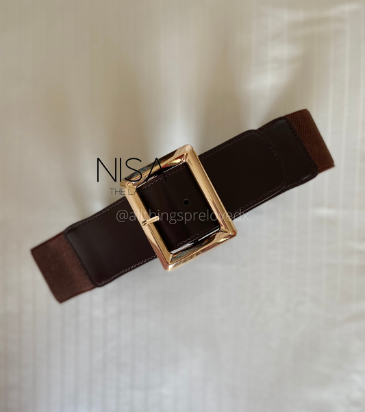 Metal rectangle buckle waist cincher belt