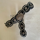 Vintage oval silver buckle shield disc open work waist belt