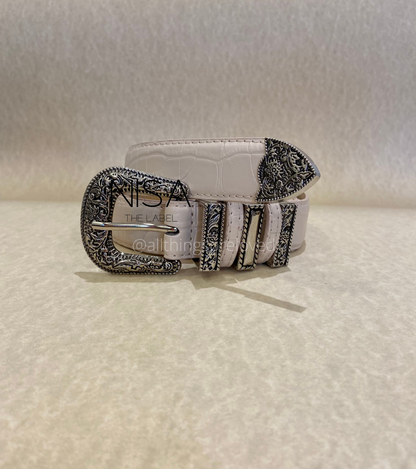 Vintage metal buckle croc basic belt