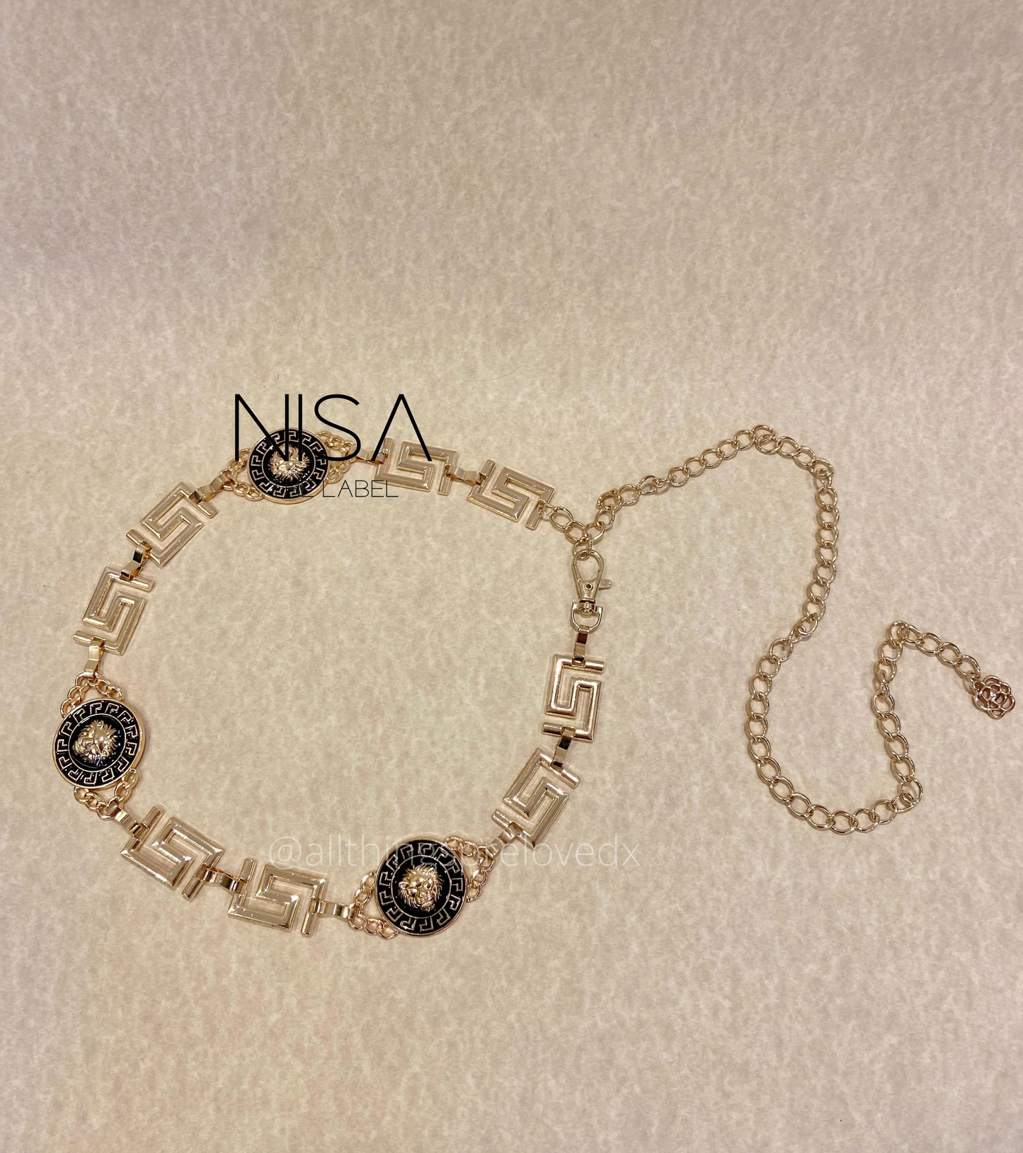 Lion detailed glorious metal chain belt