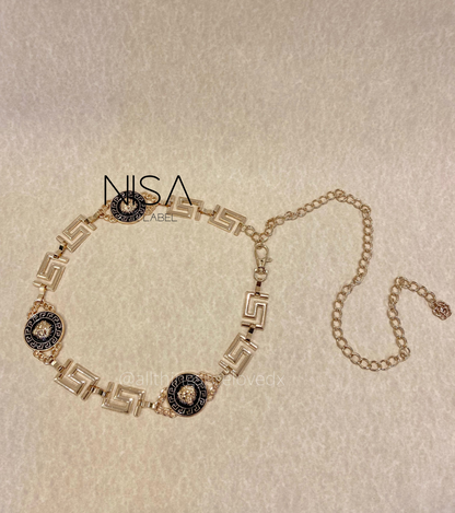 Lion detailed glorious metal chain belt
