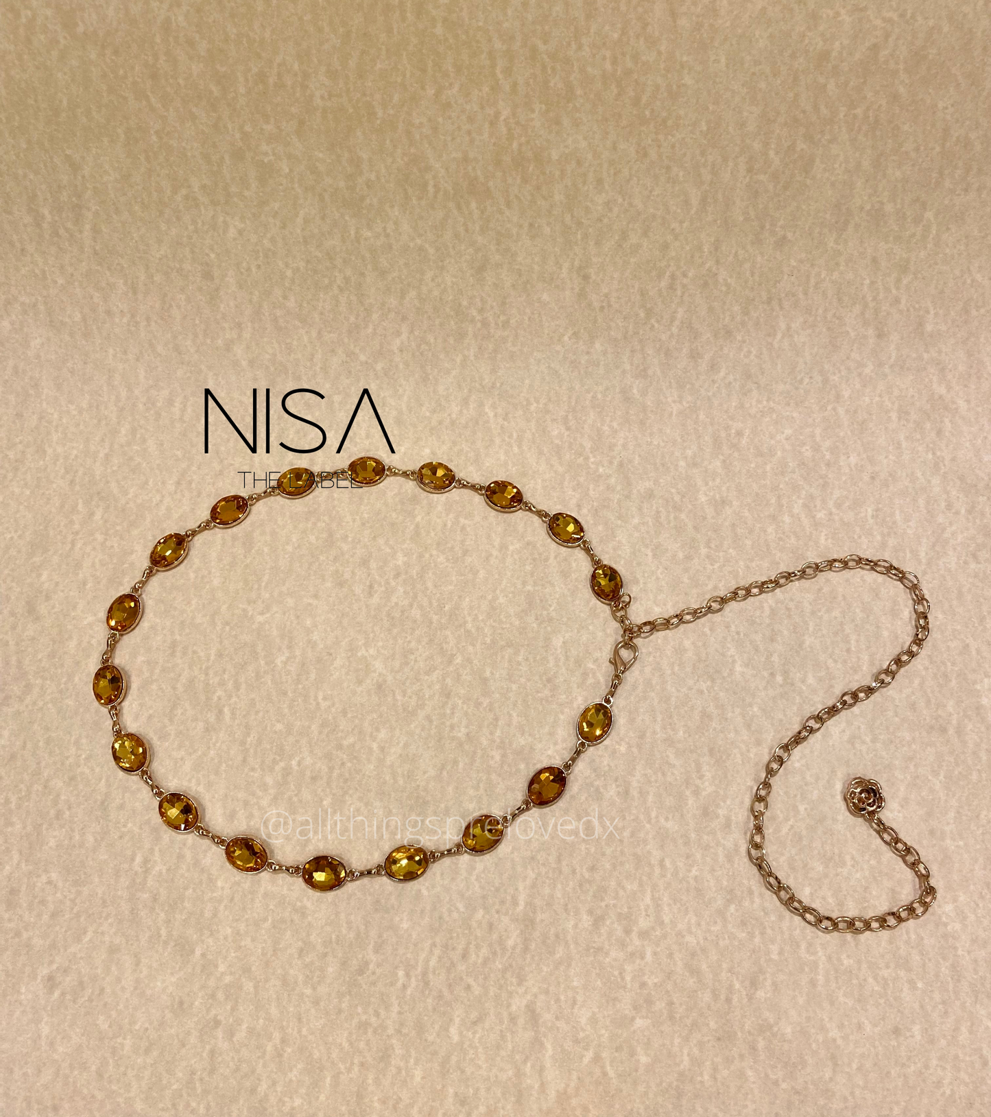 Gem stones metal chain belt