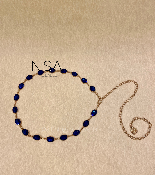 Gem stones metal chain belt