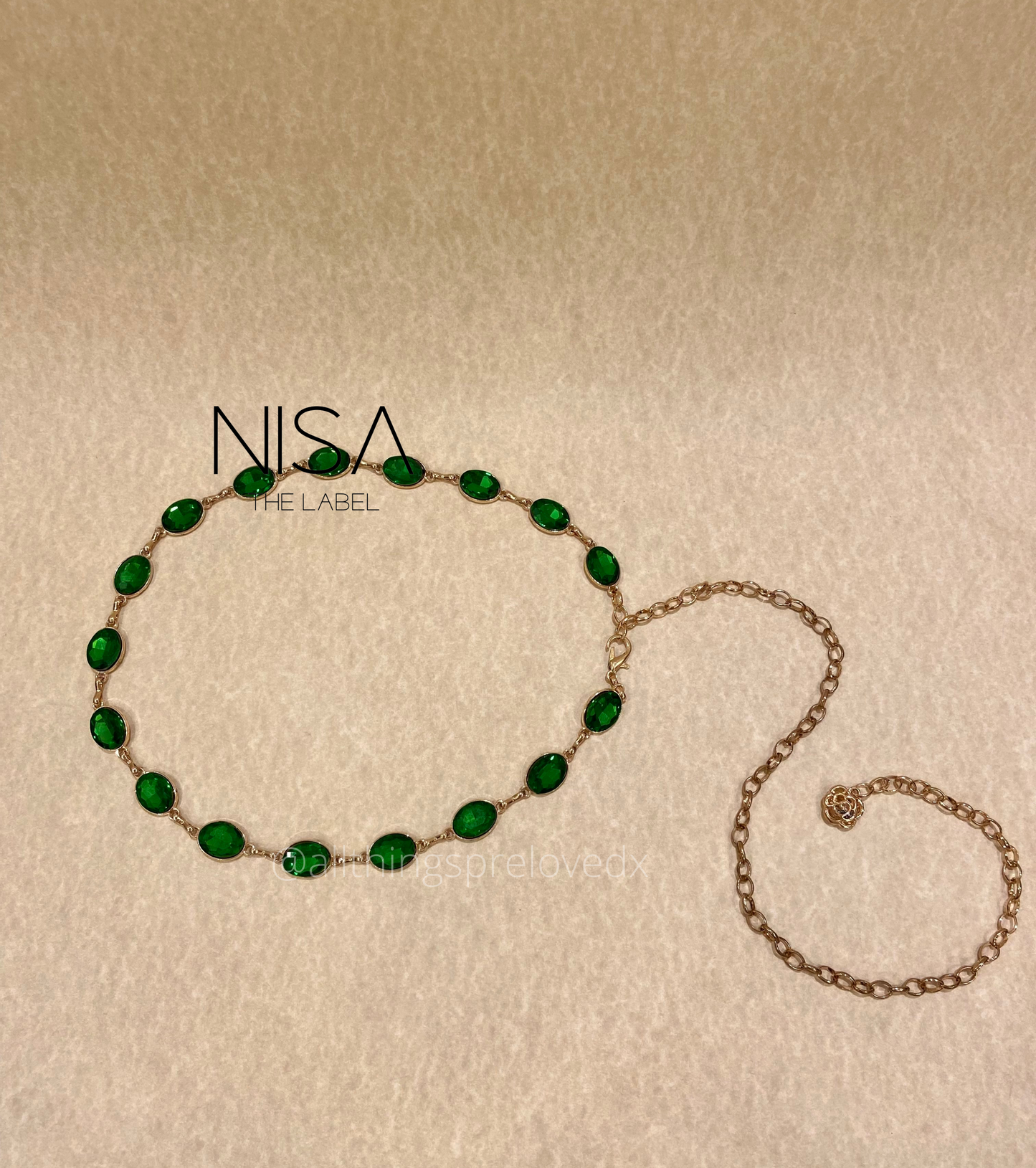 Gem stones metal chain belt