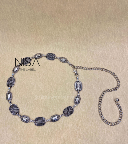 Squoval vintage cleopatra metal chain belt