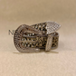 Rhinestone studded glam retro printed basic belt