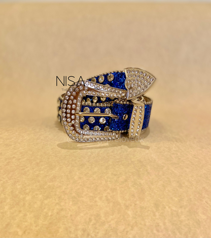 Rhinestone studded glam retro basic belt