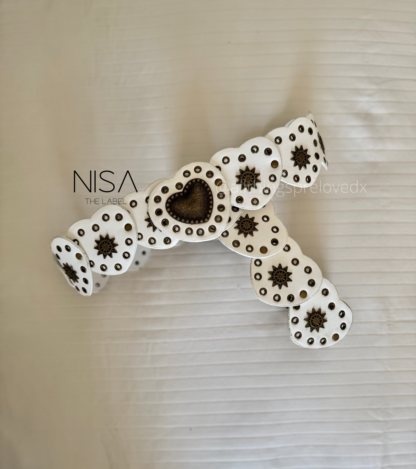 Vintage heart bronze buckle shield disc single open work waist belt