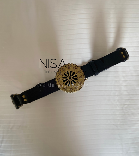 Vintage buckle heritage detailed rear waist belt