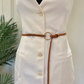 Metal ring buckle braided tie-knot waist belt