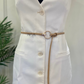 Metal ring buckle braided tie-knot waist belt