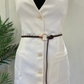 Metal ring buckle braided tie-knot waist belt