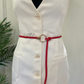 Metal ring buckle braided tie-knot waist belt