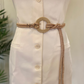 Ring buckle gleaming rope detailed tie-knot waist belt
