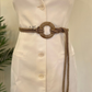 Ring buckle gleaming rope detailed tie-knot waist belt