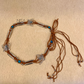 Silver butterfly embellished rope turquoise beads waist belt