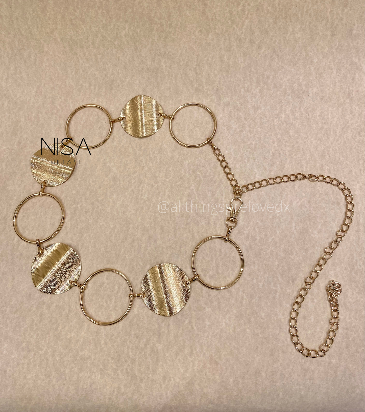 Hollow sphere wavy metallic detailed chain waist belt