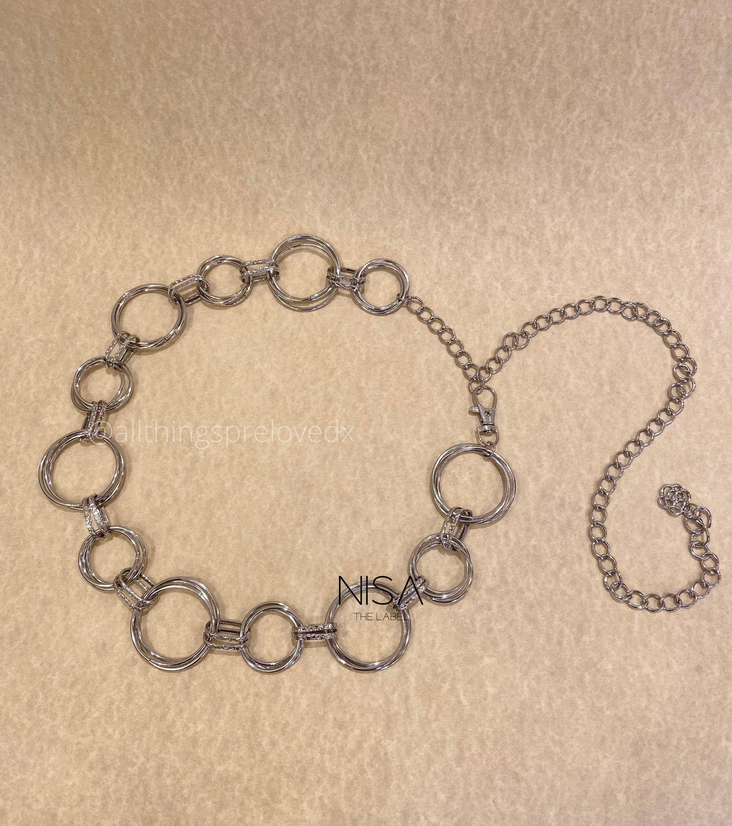 Triple ring metal chain waist belt