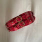 Oval double buckle studded waist cincher belt