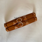 Oval double buckle studded waist cincher belt