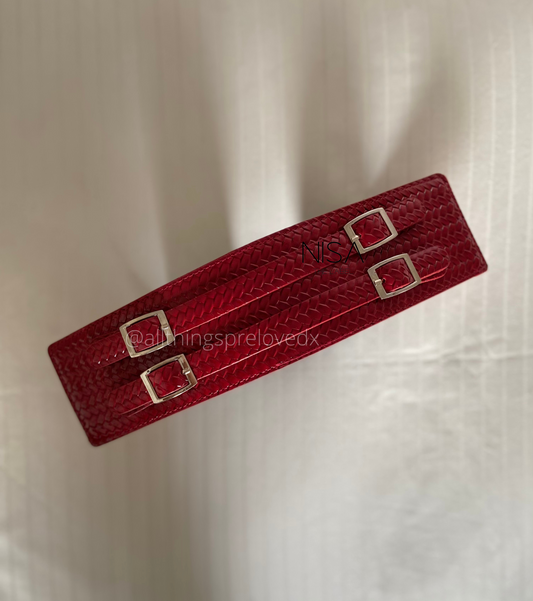 4 silver buckle braided look wide waist cincher belt