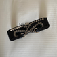 Overlap rivet designed two buckle waist cincher belt