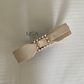 Horizontal rectangle pearl metal buckle textured waist cincher belt