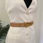 Horseshoe matte metal buckle opulent textured belt
