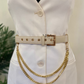 Croc textured gold metal buckle detachable chain basic belt