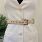 Croc textured gold metal buckle detachable chain basic belt