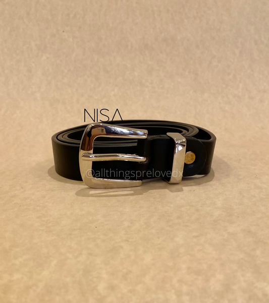 Silver metal buckle basic belt