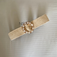 Round metal cowrie buckle straw woven belt
