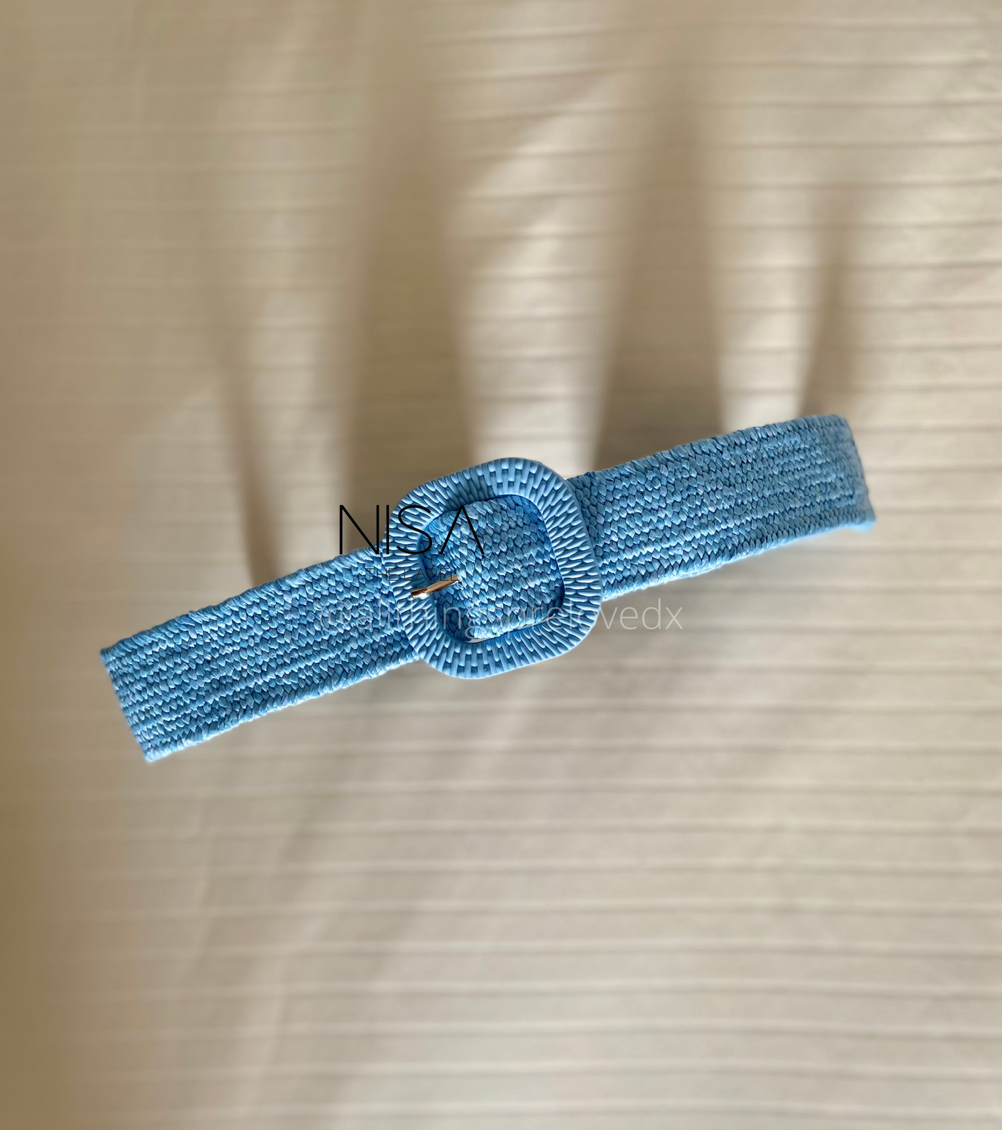 Colorful square buckle straw woven belt in color
