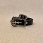 Vintage metal buckle carreau studded basic belt