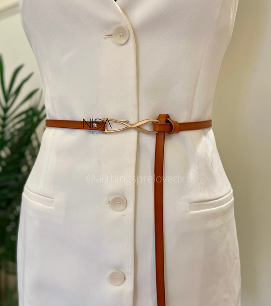 Matte infinity matte metal buckle thin knot belt