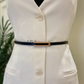 Sleek elongated U matte metal buckle thin knot belt
