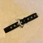 Bracketed silver metal buckle suede basic belt