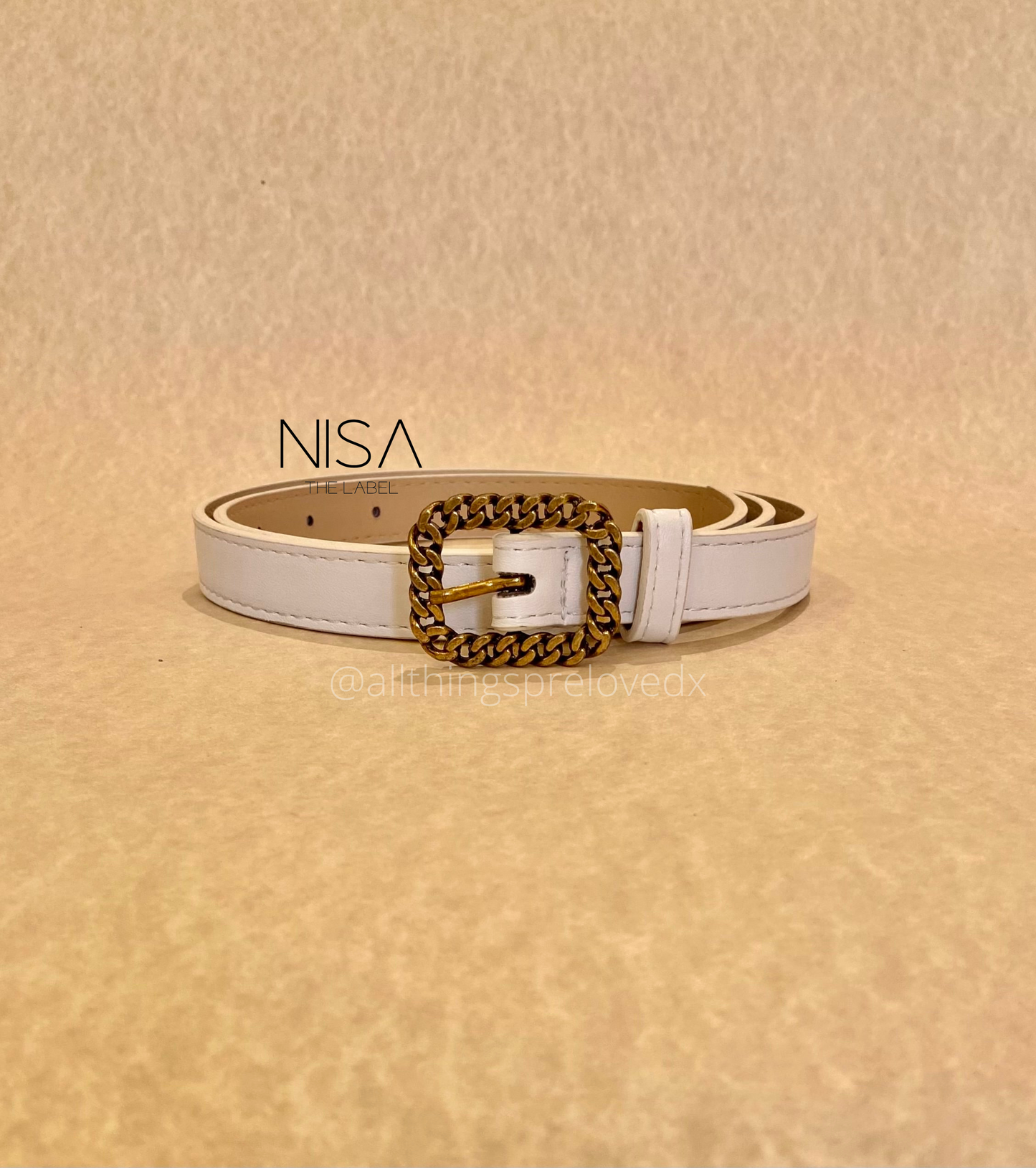 Antique gold braided metal buckle basic belt