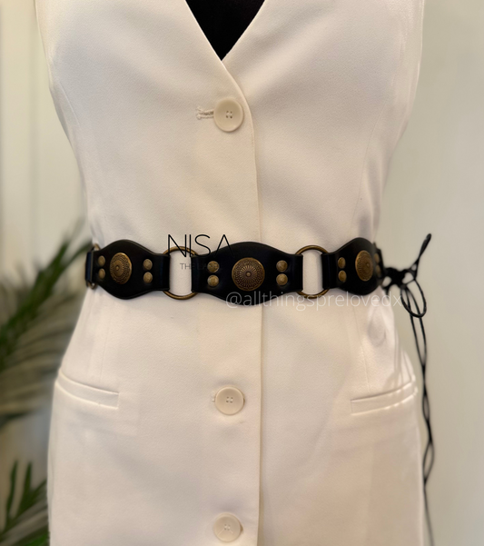 Cowboy side studded waist tie belt